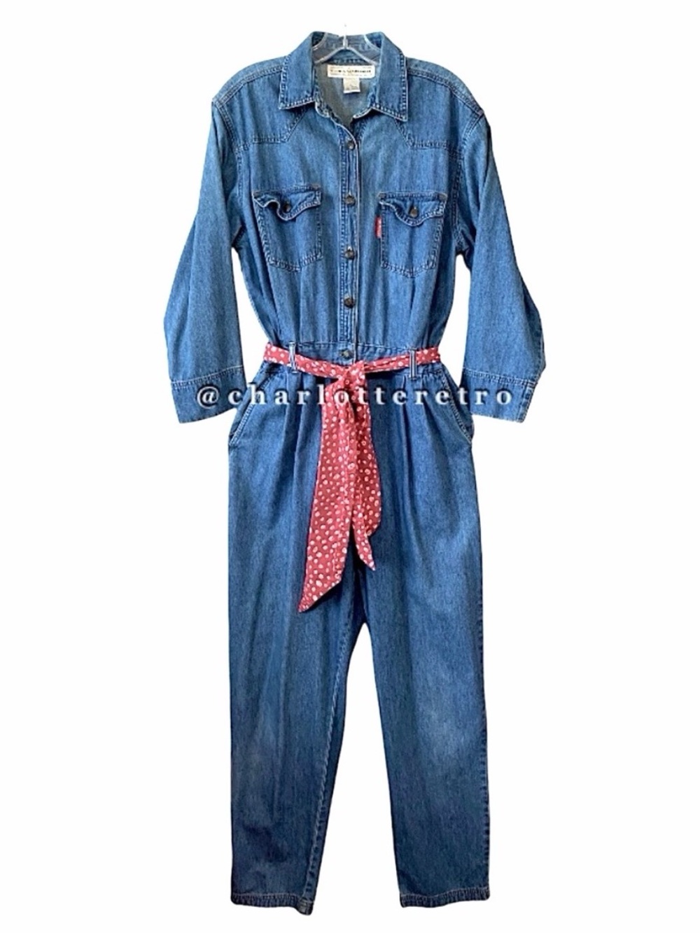 vtg Gloria Vanderbilt • Denim Jumpsuit w Pockets